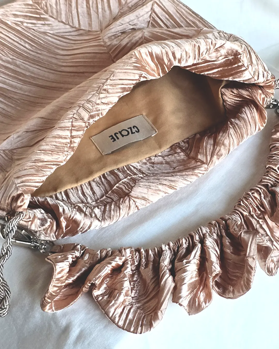 Mała torebka na ramię Flowerhead Amber Dusk Silver poliestrowy żakard srebrne okucia handmade - Czaje Polska