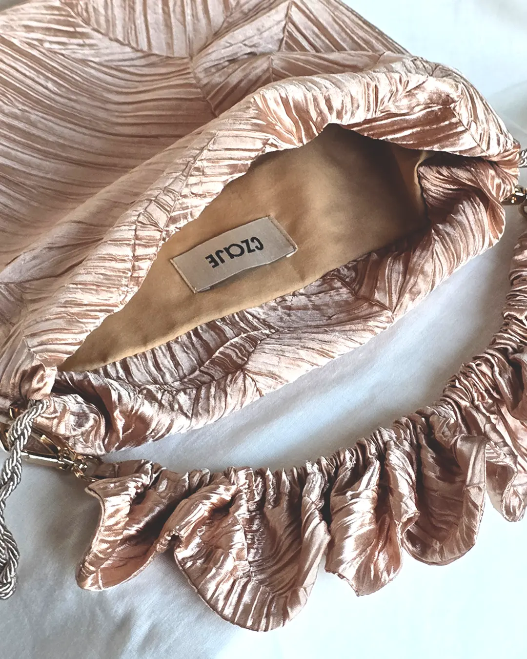 Mała torebka na ramię Flowerhead Amber Dusk Gold poliestrowy żakard złote okucia handmade - Czaje Polska