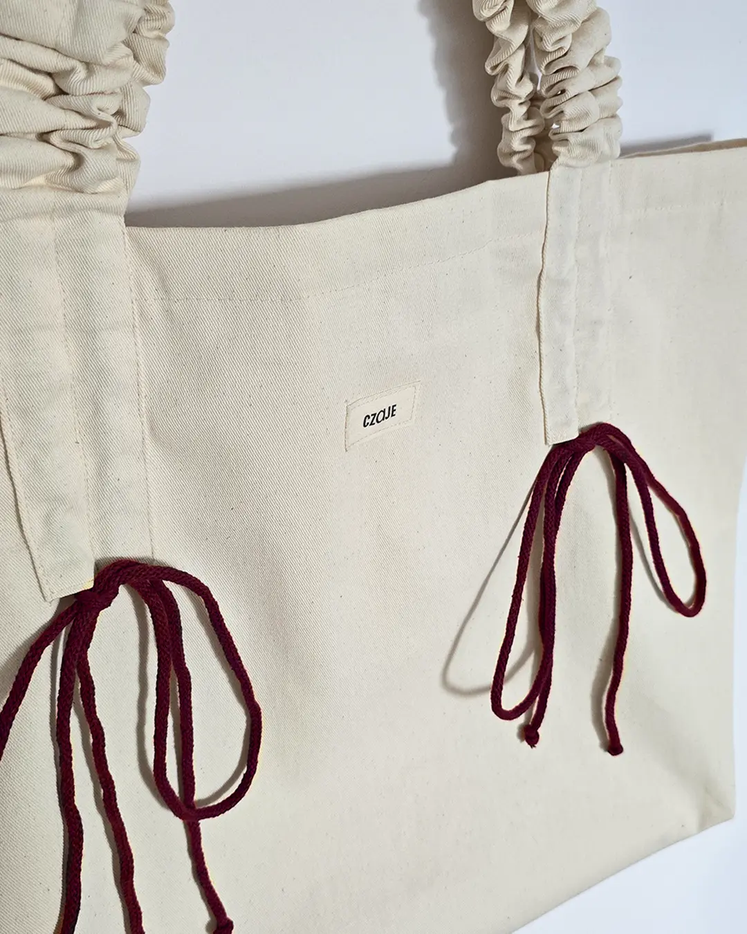 Bawełniana shopperka Shopperka Classic Bordo classic bordo handmade regulowany pasek - Czaje Polska